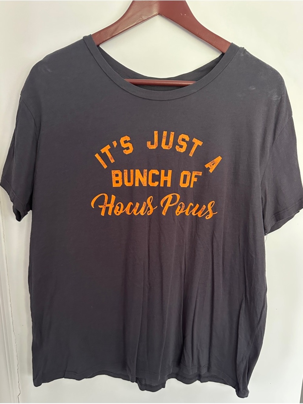 Hocus Pocus Dark Gray Graphic Tee with Orange "It's Just a Bunch of Hocus Pocus"